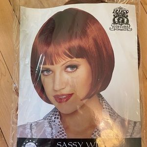 LOT - three costume wigs - red, black, platinum